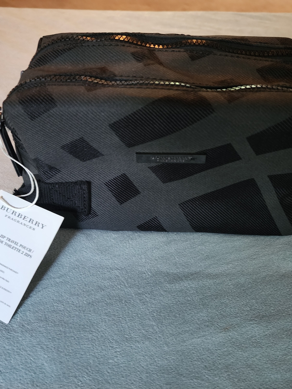 Burberry Black Patterned Double-Zip Toiletry Pouch New With Tags